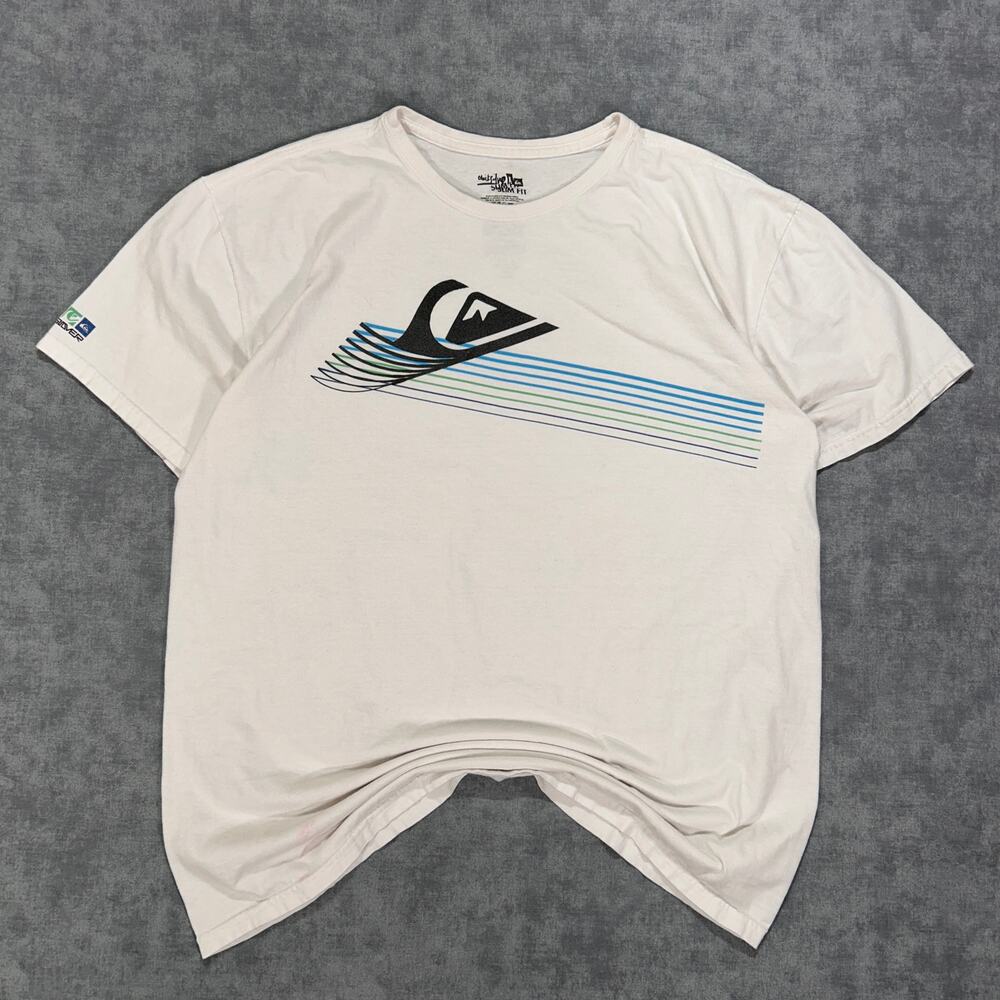 Vintage Y2K Quiksilver White graphic tshirt mens XL Surf